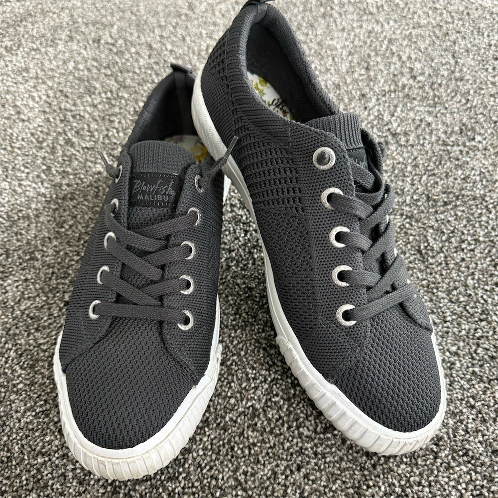 Blowfish Malibu Fruit Womens Sneakers Gray Knit Lace Up Floral Insole 10